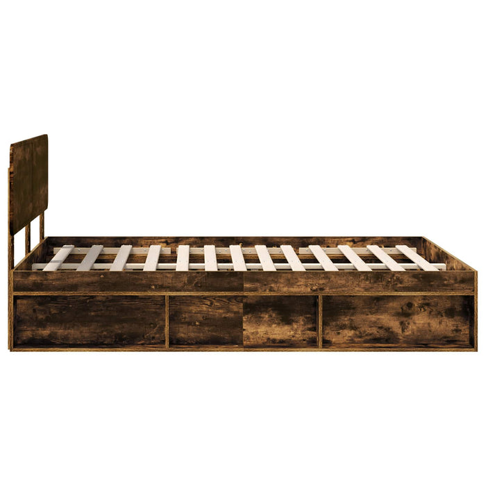Cadru de pat Stejar fumuriu 140 x 190 cm Lemn de pin masiv - WALTI WALTI