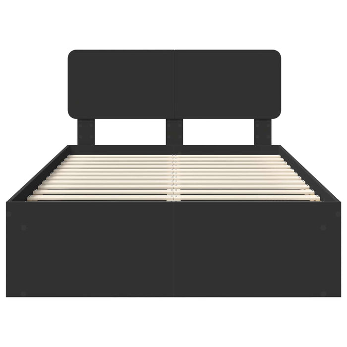 Cadru de pat cu headboard Negru 135 x 190 cm Lemn de pin masiv - WALTI WALTI