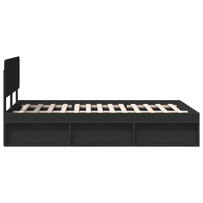 Cadru de pat cu headboard Negru 135 x 190 cm Lemn de pin masiv - WALTI WALTI