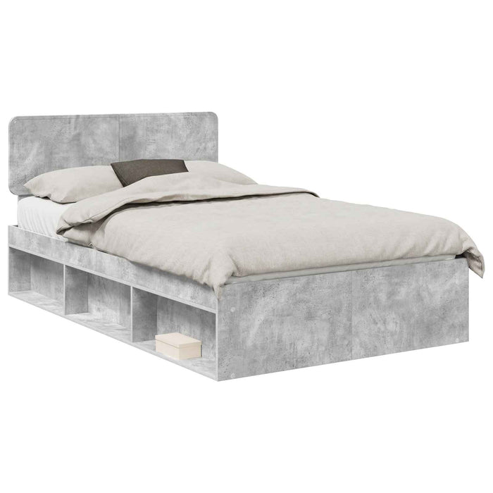 Cadru de pat Gri Concret 135 x 190 cm Lemn de pin masiv - WALTI WALTI