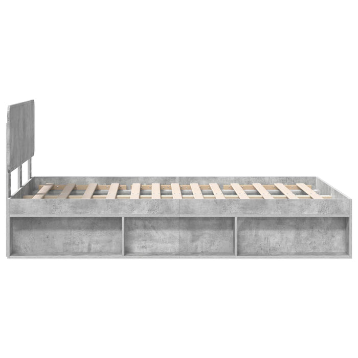 Cadru de pat Gri Concret 135 x 190 cm Lemn de pin masiv - WALTI WALTI
