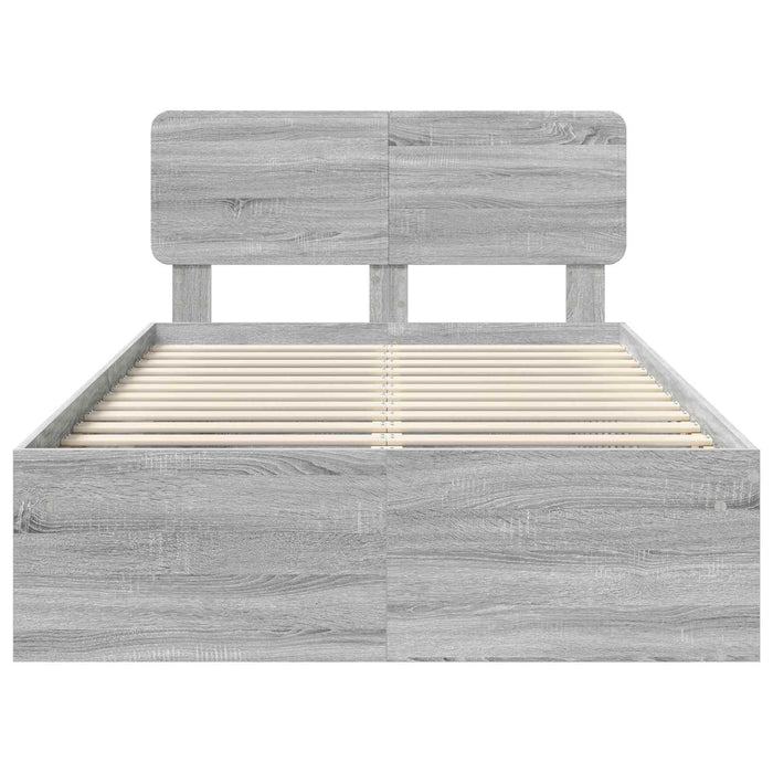 Cadru de pat Gri Sonoma 135 x 190 cm Lemn de pin masiv - WALTI WALTI