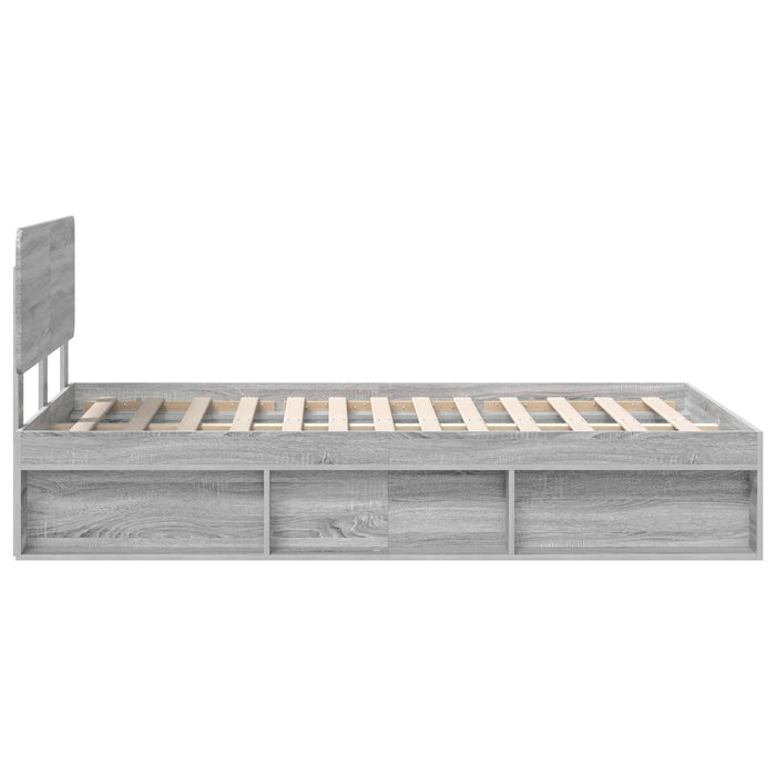 Cadru de pat Gri Sonoma 135 x 190 cm Lemn de pin masiv - WALTI WALTI