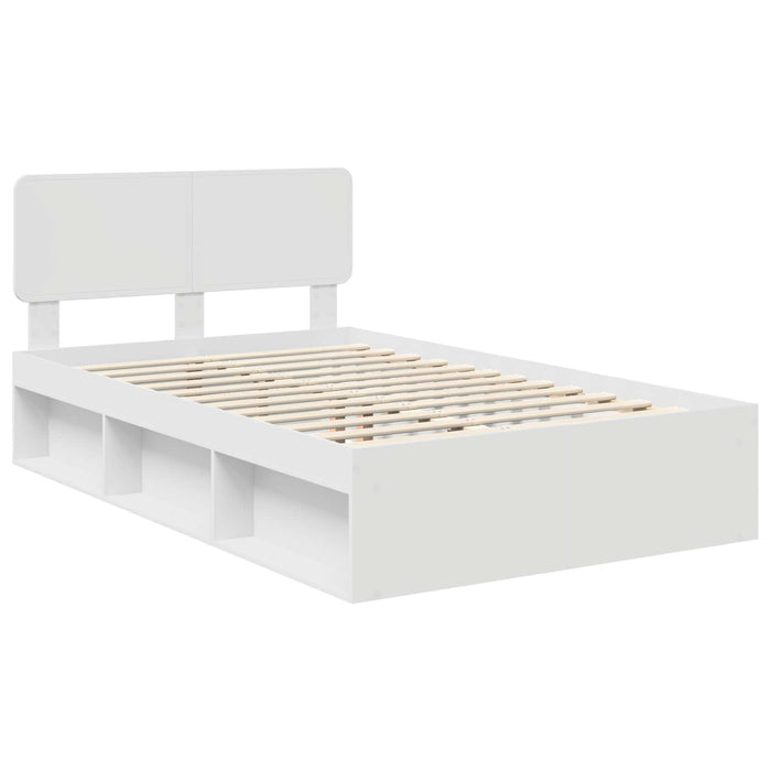 Cadru de pat cu headboard Alb 120 x 200 cm Lemn de pin masiv - WALTI WALTI