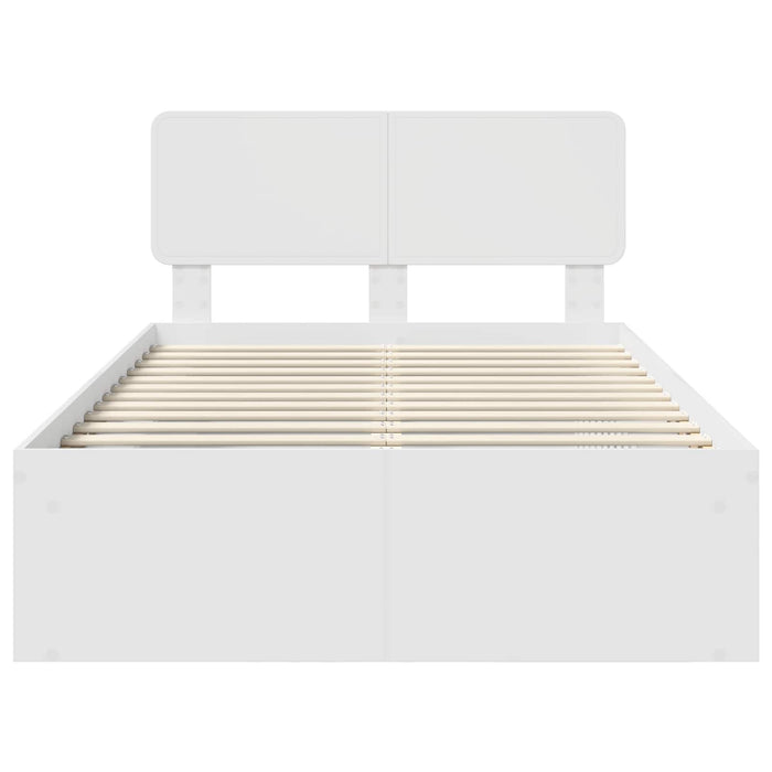 Cadru de pat cu headboard Alb 120 x 200 cm Lemn de pin masiv - WALTI WALTI