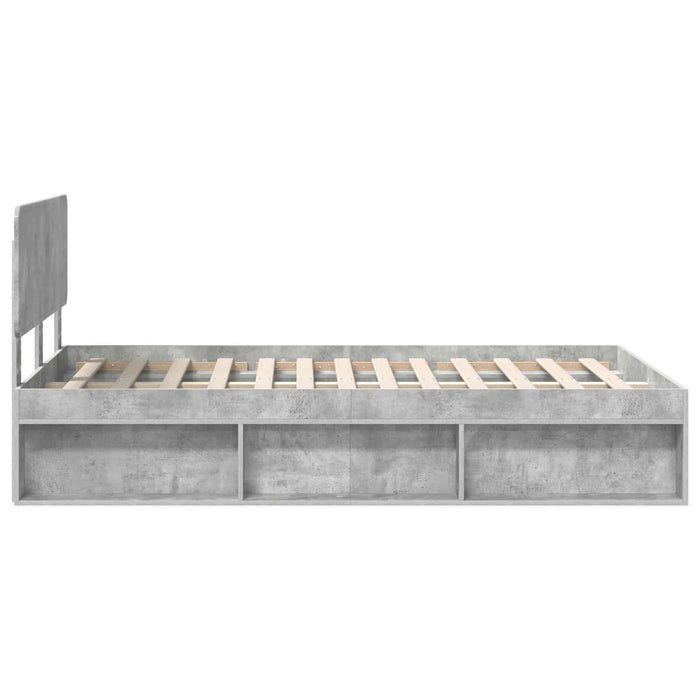 Cadru de pat cu headboard Beton 120 x 200 cm Lemn de pin masiv - WALTI WALTI