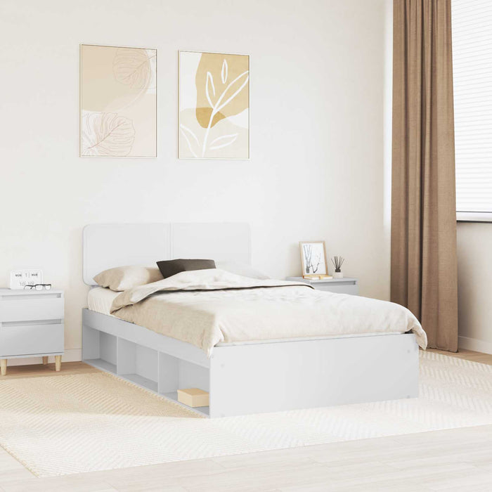 Cadru de pat cu headboard Alb 120 x 190 cm Lemn de pin masiv - WALTI WALTI
