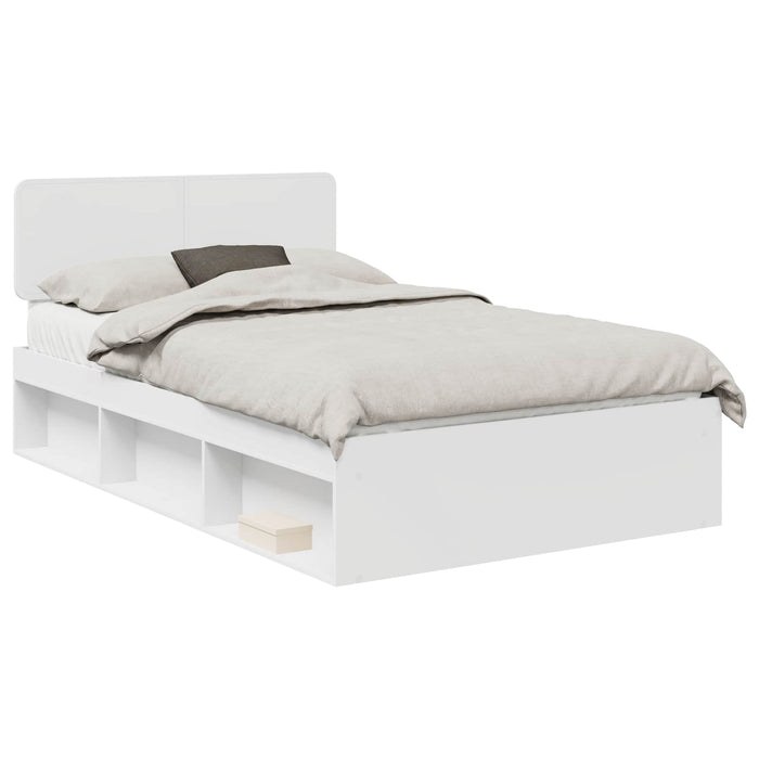 Cadru de pat cu headboard Alb 120 x 190 cm Lemn de pin masiv - WALTI WALTI