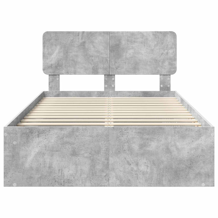 Cadru de pat cu headboard Beton 120 x 190 cm Lemn de pin masiv - WALTI WALTI
