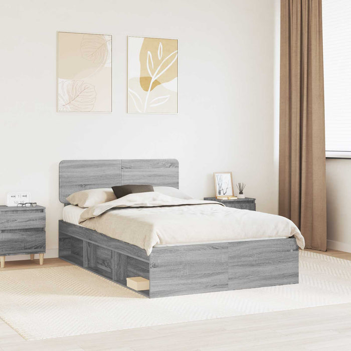 Cadru de pat Gri Sonoma 120 x 190 cm Lemn de pin masiv - WALTI WALTI