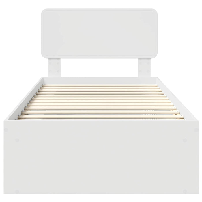 Cadru de pat cu headboard Alb 100 x 200 cm Lemn de pin masiv - WALTI WALTI