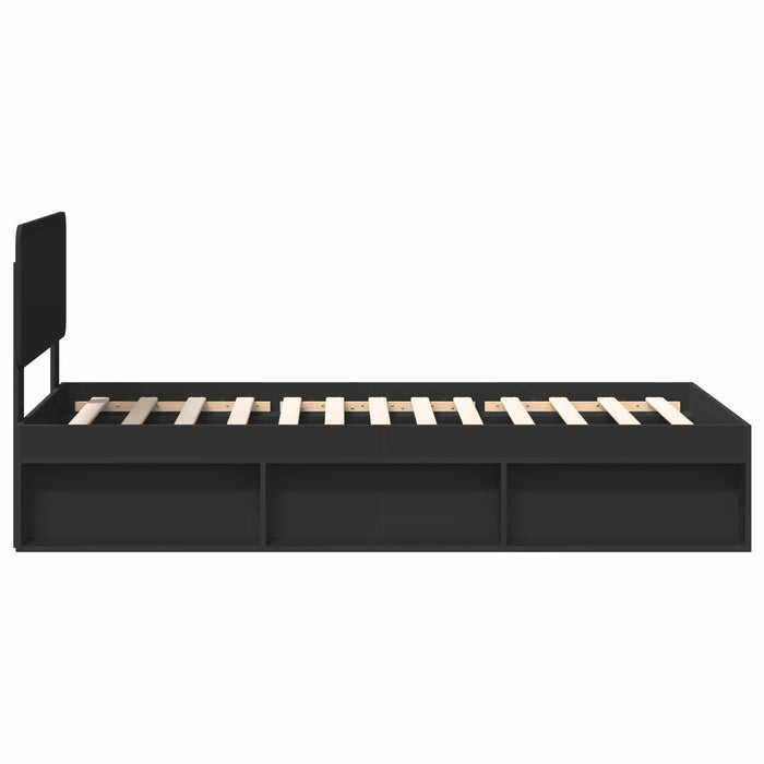 Cadru de pat cu headboard Negru 100 x 200 cm Lemn de pin masiv - WALTI WALTI