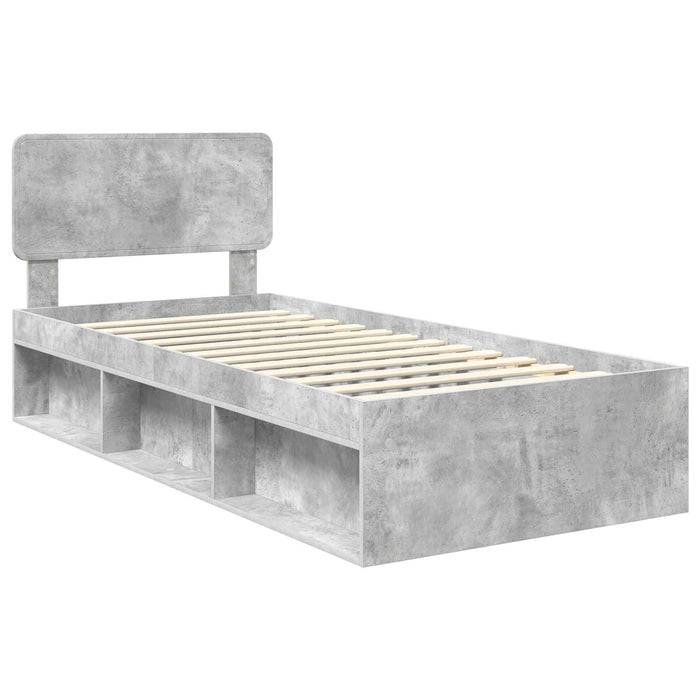 Cadru de pat Gri Concret 100 x 200 cm Lemn de pin masiv - WALTI WALTI