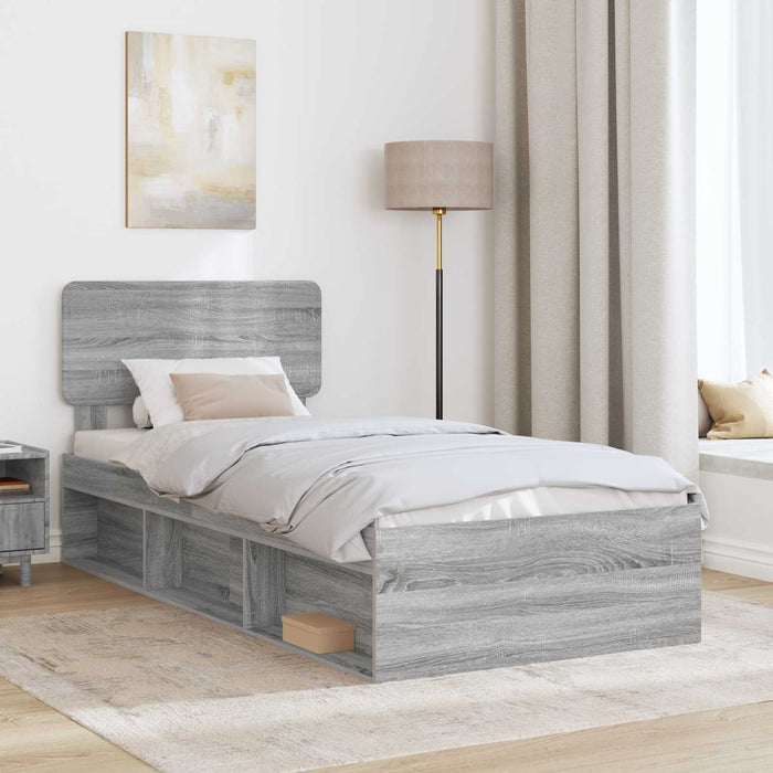 Cadru de pat Gri Sonoma 100 x 200 cm Lemn de pin masiv - WALTI WALTI