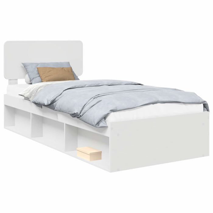 Cadru de pat cu headboard Alb 90 x 200 cm Lemn de pin masiv - WALTI WALTI