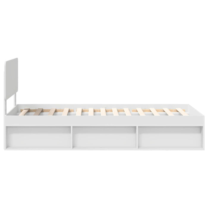 Cadru de pat cu headboard Alb 90 x 200 cm Lemn de pin masiv - WALTI WALTI