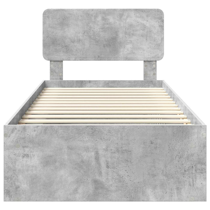 Cadru de pat cu headboard Beton 90 x 200 cm Lemn de pin masiv - WALTI WALTI