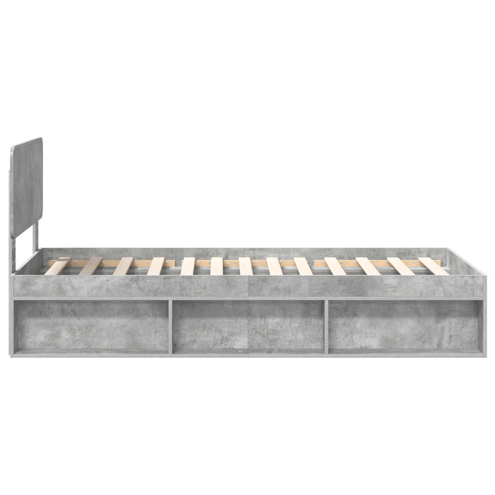 Cadru de pat cu headboard Beton 90 x 200 cm Lemn de pin masiv - WALTI WALTI