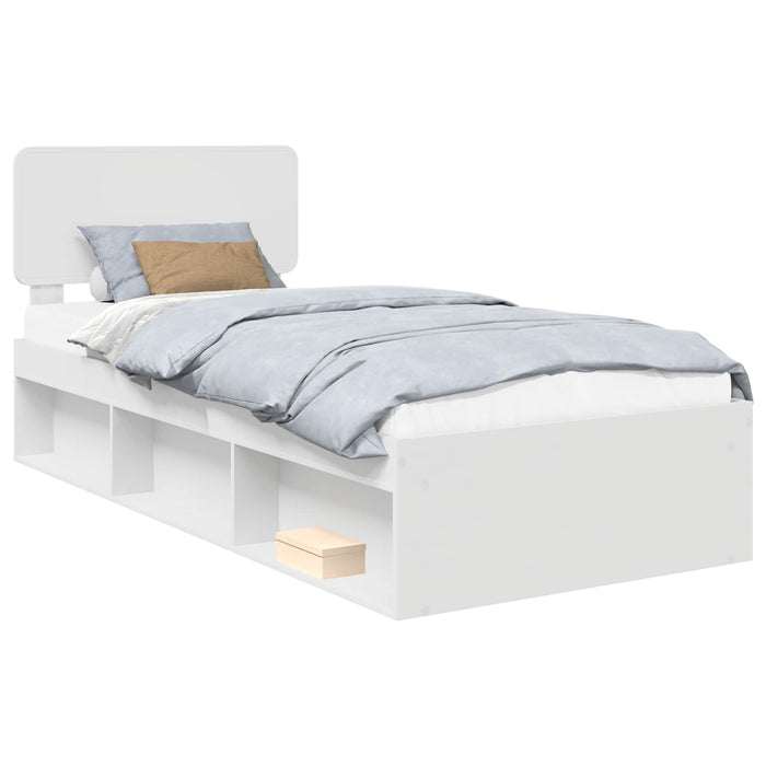 Cadru de pat cu headboard Alb 75 x 190 cm Lemn de pin masiv - WALTI WALTI