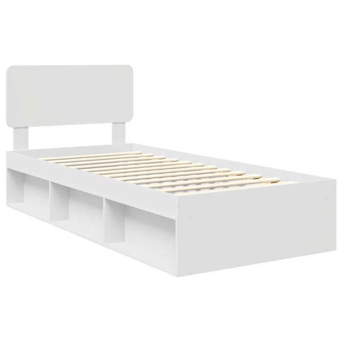 Cadru de pat cu headboard Alb 75 x 190 cm Lemn de pin masiv - WALTI WALTI