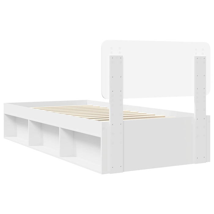 Cadru de pat cu headboard Alb 75 x 190 cm Lemn de pin masiv - WALTI WALTI