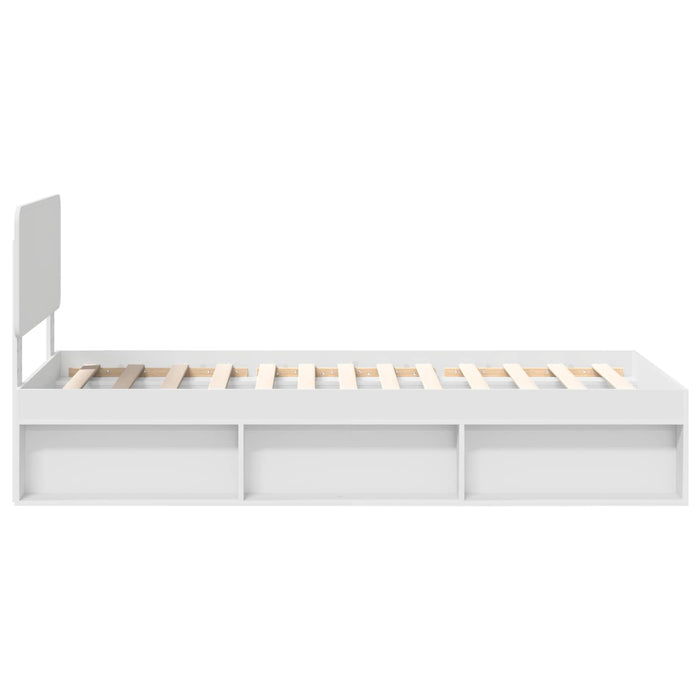 Cadru de pat cu headboard Alb 75 x 190 cm Lemn de pin masiv - WALTI WALTI