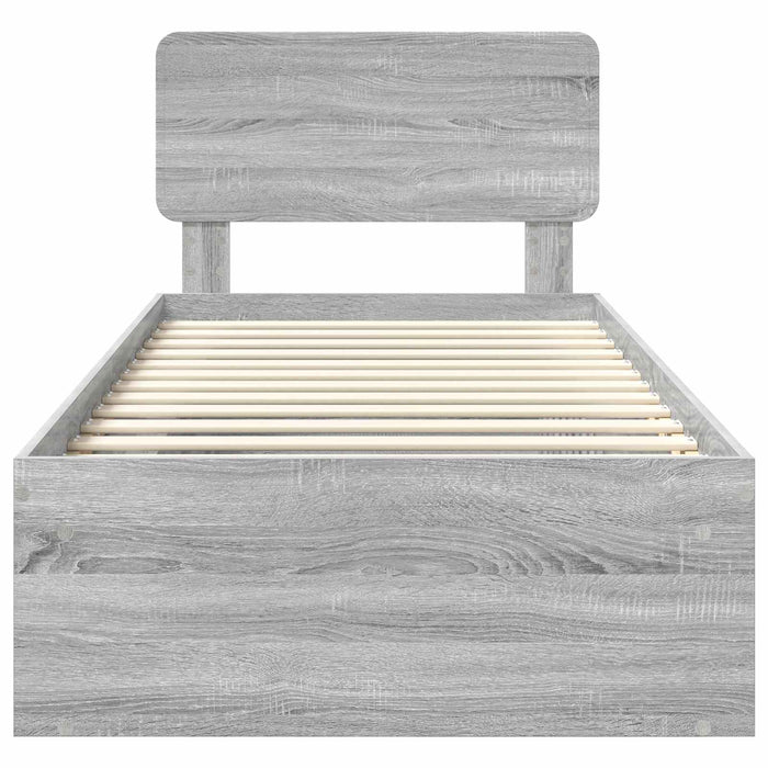 Cadru de pat Gri Sonoma 75 x 190 cm Lemn de pin masiv - WALTI WALTI