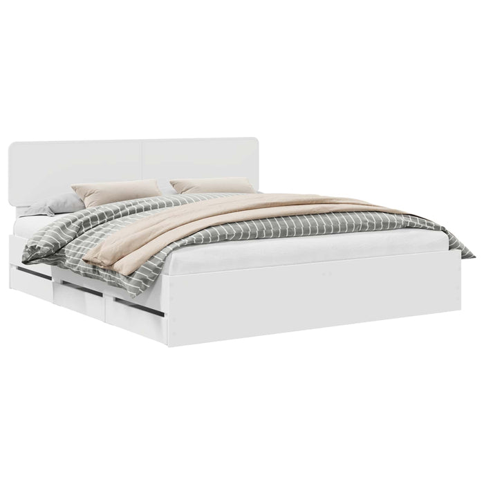 Cadru de pat cu sertar Alb 200 x 200 cm Lemn Ingineresc - WALTI WALTI