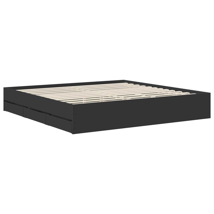 Cadru de pat cu sertar Negru 200 x 200 cm Lemn Ingineresc - WALTI WALTI