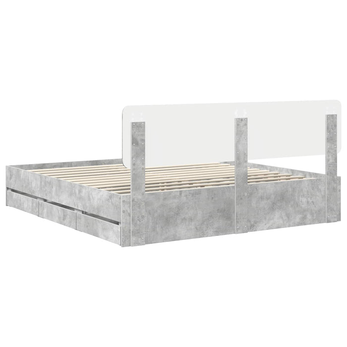 Cadru de pat Gri din beton 200 x 200 cm Lemn Ingineresc - WALTI WALTI