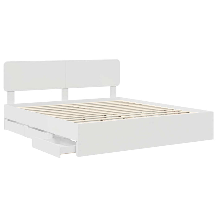 Cadru de pat cu sertar Alb 180 x 200 cm Lemn Ingineresc - WALTI WALTI