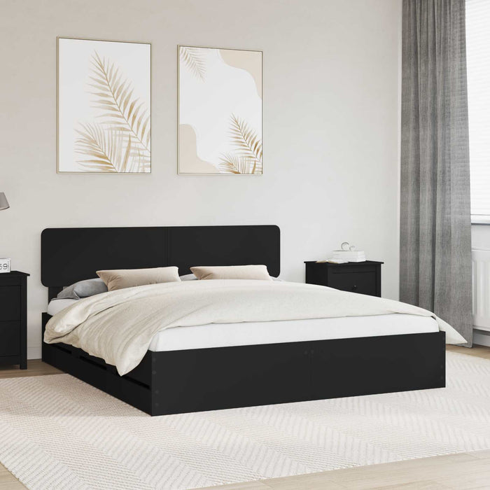 Cadru de pat cu sertar Negru 180 x 200 cm Lemn prelucrat - WALTI WALTI