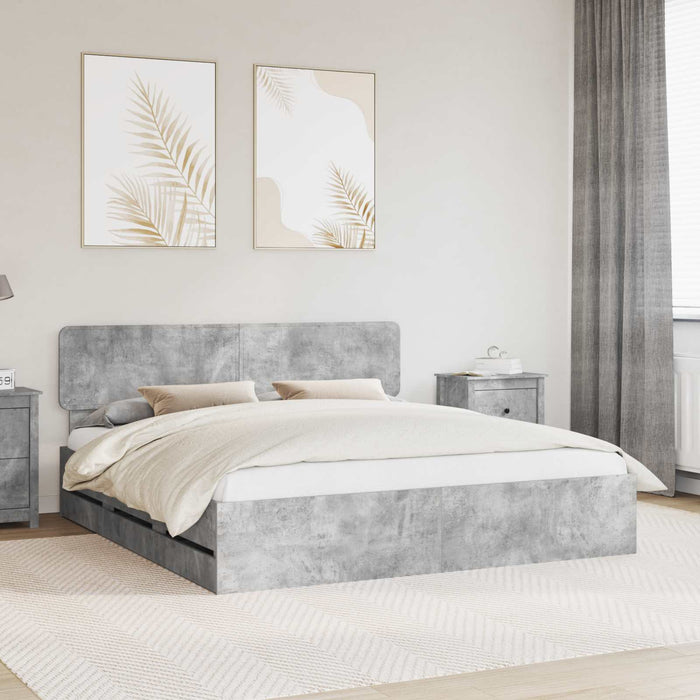 Cadru de pat Gri din beton 180 x 200 cm Lemn Ingineresc - WALTI WALTI