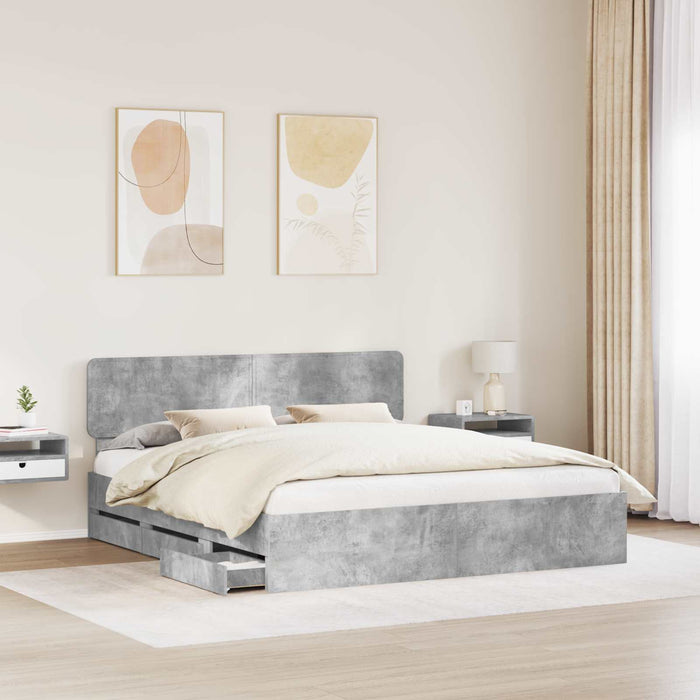 Cadru de pat Gri din beton 180 x 200 cm Lemn Ingineresc - WALTI WALTI