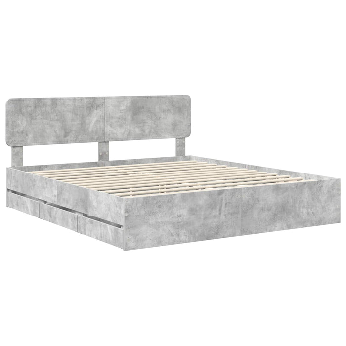 Cadru de pat Gri din beton 180 x 200 cm Lemn Ingineresc - WALTI WALTI