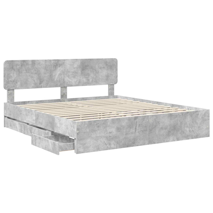 Cadru de pat Gri din beton 180 x 200 cm Lemn Ingineresc - WALTI WALTI