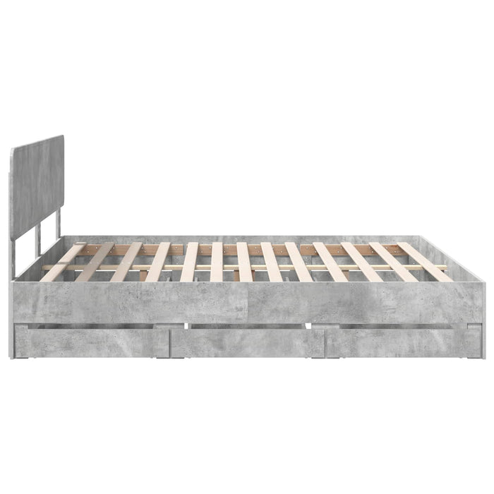 Cadru de pat Gri din beton 180 x 200 cm Lemn Ingineresc - WALTI WALTI