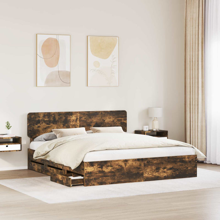 Cadru de pat Stejar fumuriu 180 x 200 cm Lemn Ingineresc - WALTI WALTI