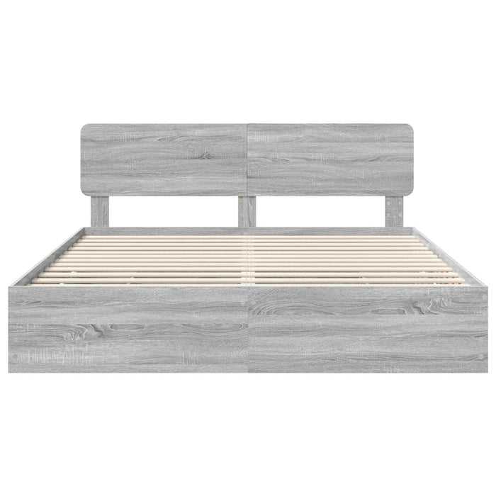 Cadru de pat cu sertar Gri Sonoma 180 x 200 cm Lemn Ingineresc - WALTI WALTI