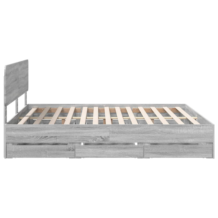 Cadru de pat cu sertar Gri Sonoma 180 x 200 cm Lemn Ingineresc - WALTI WALTI