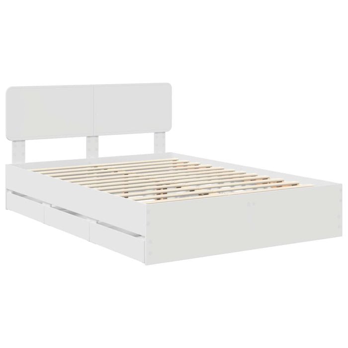 Cadru de pat cu sertar Alb 160 x 200 cm Lemn Ingineresc - WALTI WALTI