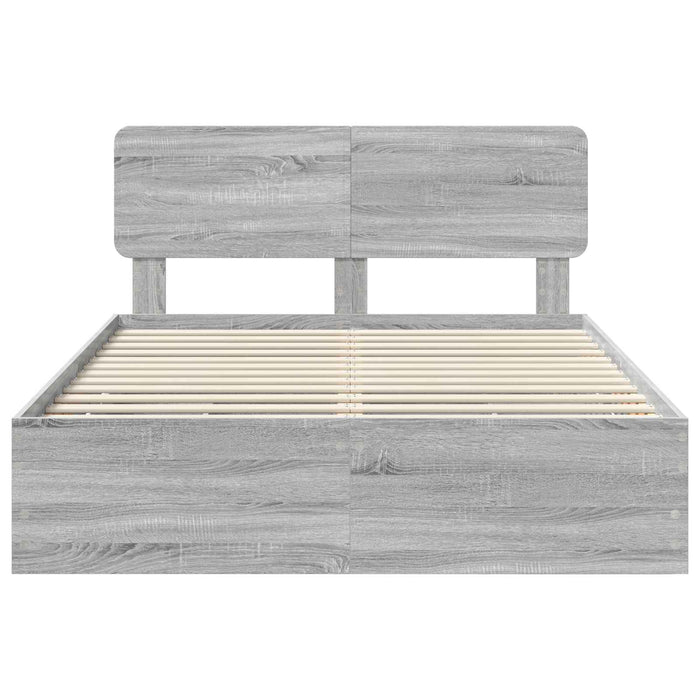 Cadru de pat cu sertar Gri Sonoma 150 x 200 cm Lemn Ingineresc - WALTI WALTI