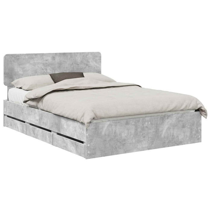 Cadru de pat Gri din beton 140 x 190 cm Lemn Ingineresc - WALTI WALTI