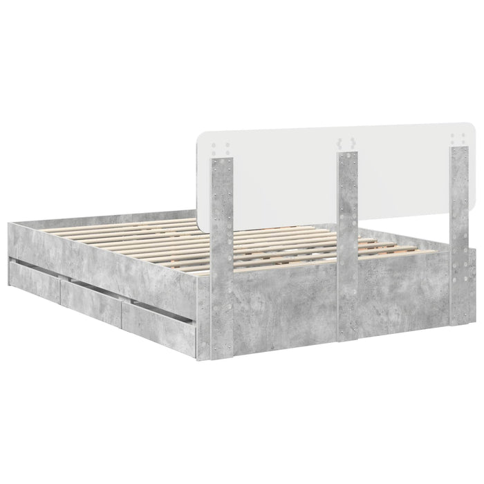 Cadru de pat Gri din beton 140 x 190 cm Lemn Ingineresc - WALTI WALTI