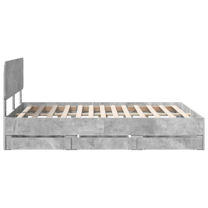 Cadru de pat Gri din beton 140 x 190 cm Lemn Ingineresc - WALTI WALTI