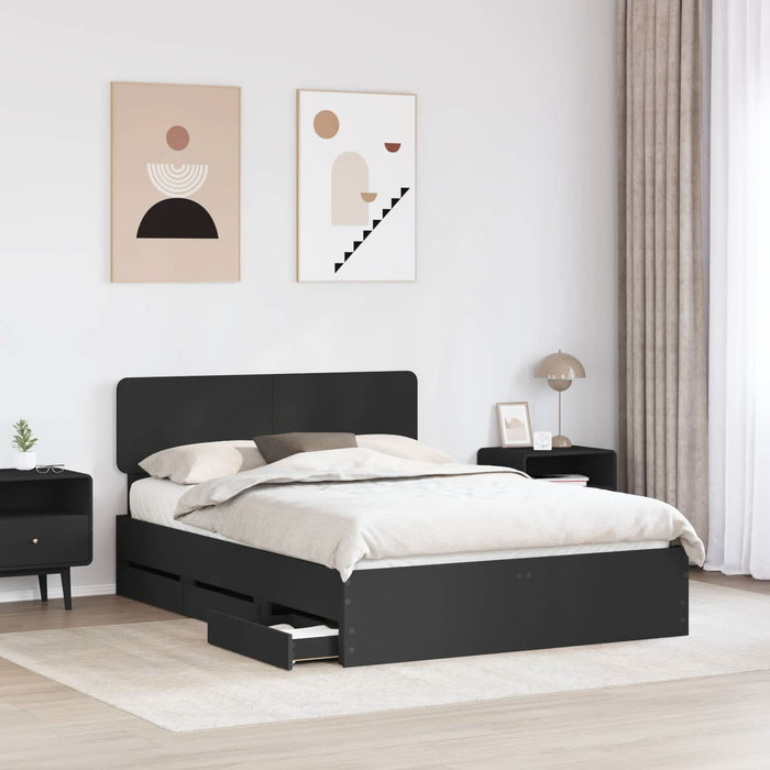 Cadru de pat cu sertar Negru 140 x 200 cm Lemn Ingineresc - WALTI WALTI