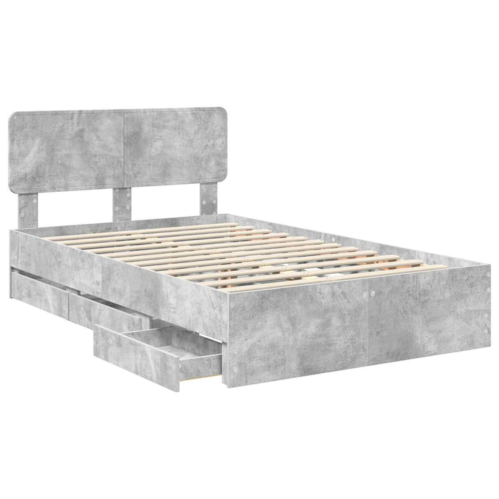 Cadru de pat Gri din beton 135 x 190 cm Lemn Ingineresc - WALTI WALTI