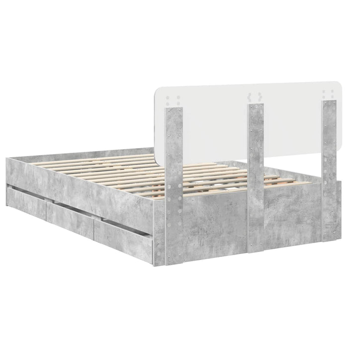 Cadru de pat Gri din beton 135 x 190 cm Lemn Ingineresc - WALTI WALTI