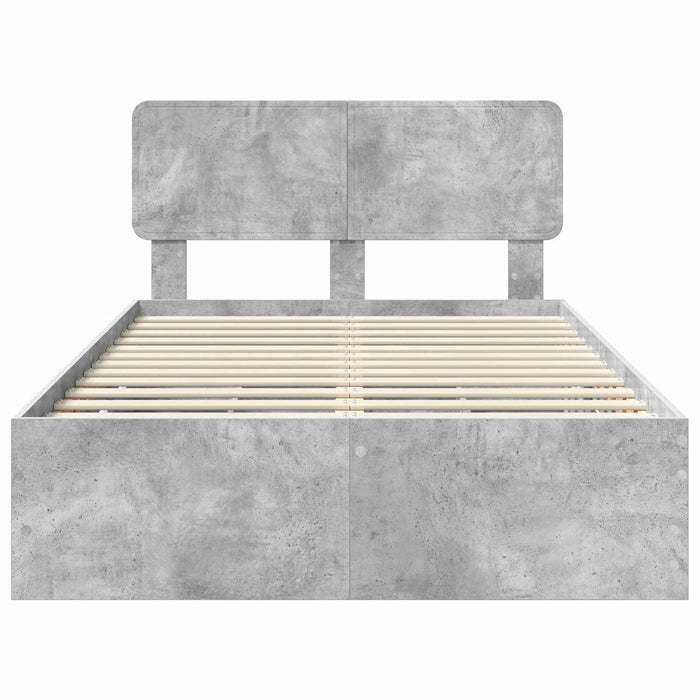Cadru de pat Gri din beton 135 x 190 cm Lemn Ingineresc - WALTI WALTI
