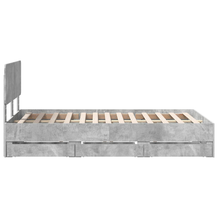 Cadru de pat Gri din beton 135 x 190 cm Lemn Ingineresc - WALTI WALTI